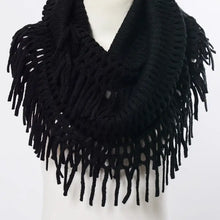 Load image into Gallery viewer, 5605-Tassel Fringe Knit Infinity Scarf
