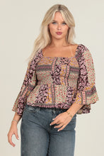 Load image into Gallery viewer, 5288-Fully Smocked Bodice Top with A Wide Sleeve
