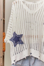 Load image into Gallery viewer, 5345-Distressed Star Knit Pullover-CREAM
