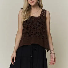 Load image into Gallery viewer, 6335- Crochet Floral Tank Top-COFFEE

