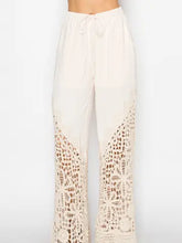 Load image into Gallery viewer, 6321- Crochet-Detail Lined Drawstring Pants-ivory
