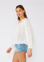 Load image into Gallery viewer, 4258-Billowy Long Sleeve Crochet Bib Blouse-WHITE
