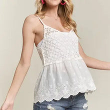 Load image into Gallery viewer, 6261- Crochet V Neck Tank Top -WHITE
