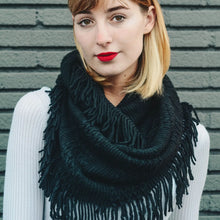 Load image into Gallery viewer, 5604-Pointelle Fringe Infinity Scarf
