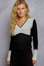 Load image into Gallery viewer, 5814- POL V Neck Lace Trim Thermal Knit Top-BLACK
