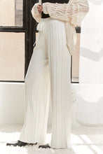 Load image into Gallery viewer, 4883-WAIST TIE TEXTURE WIDE LEG KNIT PANTS -OFF WHITE
