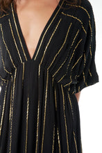 Load image into Gallery viewer, 4143-Striped Sequin Midi Dress-BLACK
