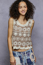 Load image into Gallery viewer, 5963-POL Round Neck Sleeveless Crochet Top-BEIGE
