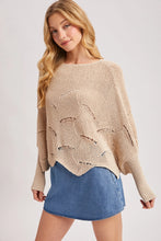 Load image into Gallery viewer, 6362- Poncho Style Dolman Sleeved Open Knit Sweater-OATMEAL
