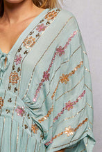 Load image into Gallery viewer, 5804- POL V-Neck Tassel Glint Embroidery Cotton Flowy Fit Maxi Dress
