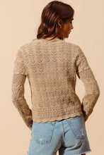 Load image into Gallery viewer, 4903-TEXTURE KNITTED SWEATER CARDIGAN WITH SCALLOPED EDGE
