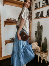 Load image into Gallery viewer, 5375-Bohemian Tiered Denim Skirt A-Line-BLUE
