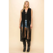 Load image into Gallery viewer, 5496-Faux Suede Long Fringe Sleeveless Vest
