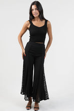 Load image into Gallery viewer, 6592- Lace Inserts Flare Bell Bottom Pants-BLACK

