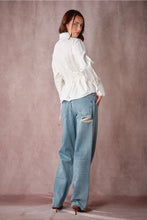 Load image into Gallery viewer, 6485- Beaded Embroidery Waist Tie Shirt-WHITE
