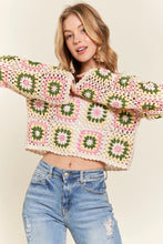 Load image into Gallery viewer, 4652-Multicolor Crochet Crop Top-NATURAL
