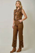 Load image into Gallery viewer, 6662- Eyelet Embroidered Denim Pants-BROWN
