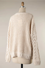 Load image into Gallery viewer, 4717-Braid Crochet Knit Sweater-CREAM
