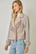 Load image into Gallery viewer, 6703- Tassel Fringe Mixed Media Moto Jacket
