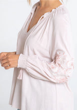 Load image into Gallery viewer, 4949-Long Sleeve Linen Embroidered Peasant Top-BLUSH ROSE
