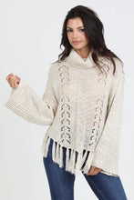 Load image into Gallery viewer, 5711-Cowl Neck Fringe Hem Sweater-IVORY

