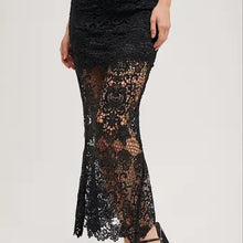 Load image into Gallery viewer, 6315- Lace Maxi Skirt-BLACK
