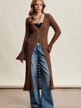 Load image into Gallery viewer, 6447- Crochet Longline Cardigan-MOCHA
