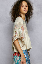 Load image into Gallery viewer, 5907- POL RIB KNIT TOP W/FLORAL PRINT-NATURAL
