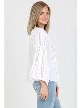 Load image into Gallery viewer, 5826-Flare Bell Sleeve Lace Inset V Neck Top-white
