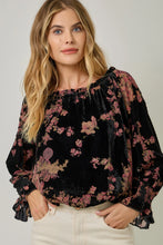 Load image into Gallery viewer, 6578- Velvet Burnout On/Off Shoulder Blouse-FLORAL
