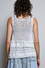 Load image into Gallery viewer, 6065- Lace Trim Ruffle Hem Sleeveless Top-WHITE
