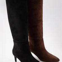 Load image into Gallery viewer, 6422- Joanna Pointed Toe Knee-High Kitten Heel Boots-BLACK
