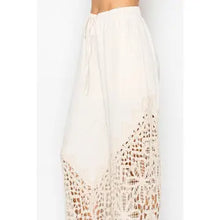 Load image into Gallery viewer, 6321- Crochet-Detail Lined Drawstring Pants-ivory
