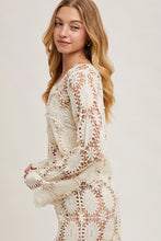 Load image into Gallery viewer, 5086-Crochet Cropped Long Sleeve Top-NATURAL
