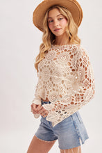 Load image into Gallery viewer, 6360- Open-Work Crochet Knit Cropped Top
