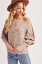 Load image into Gallery viewer, 6367- Boat Neck Balloon Sleeved Pointelle Knit Sweater-OATMEAL

