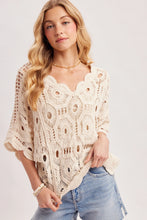 Load image into Gallery viewer, 6364- V-Neck Open-Work Crochet Top-NATURAL
