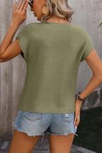Load image into Gallery viewer, 5219-Round Neck Short Sleeve Sweater-OLIVE
