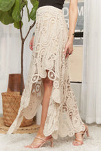 Load image into Gallery viewer, 5068-Crochet Lace High Low Maxi Skirt-BEIGE
