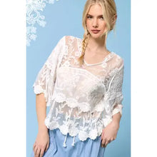 Load image into Gallery viewer, 6146- Boho Floral Guipure Lace Tiered Top-WHITE
