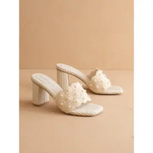 Load image into Gallery viewer, 6139- The Holland | Ivory Pearl Raffia Block Heel Mule
