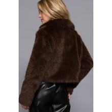 Load image into Gallery viewer, 6402- Long Sleeve  Faux Fur Cropped Jacket-COFFEE
