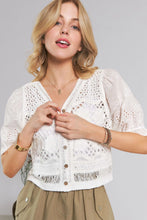 Load image into Gallery viewer, 5956-Eyelet Sleeve Blouse-WHITE
