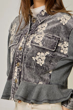 Load image into Gallery viewer, 6731- Embroidered Mixed Media Jacket-WASHED BLACK
