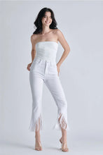 Load image into Gallery viewer, 4290-High Rise Crop Flare Jean with Fringe Hem-WHITE
