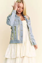 Load image into Gallery viewer, 5238-Embroidered Mesh Denim Jacket-FLORAL
