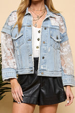 Load image into Gallery viewer, 6488- Lace Denim Jacket
