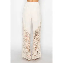 Load image into Gallery viewer, 6321- Crochet-Detail Lined Drawstring Pants-ivory
