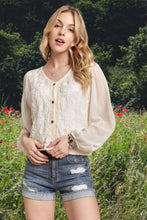 Load image into Gallery viewer, 5168-Embroidered Woven LS Blouse-NATUIRAL
