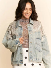 Load image into Gallery viewer, 5237-Mesh Stitching Button Down Denim Jacket
